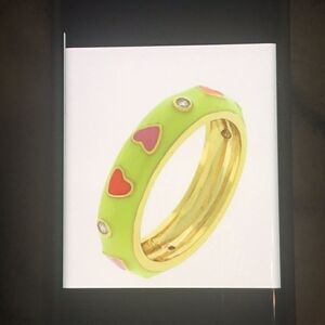 Lime Sorbet & Enamel Hearts Stack Band Ring Sz 10